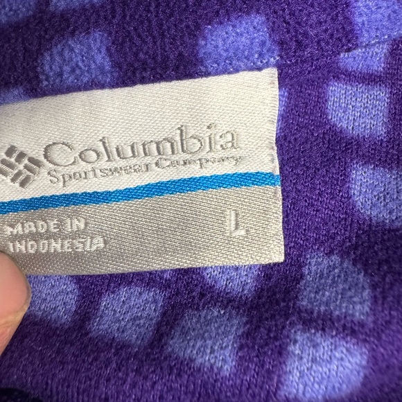 Columbia Fleece Pullover Sweater Size L Zip Lightweight Geometric Purple Blue - Picture 3 of 6